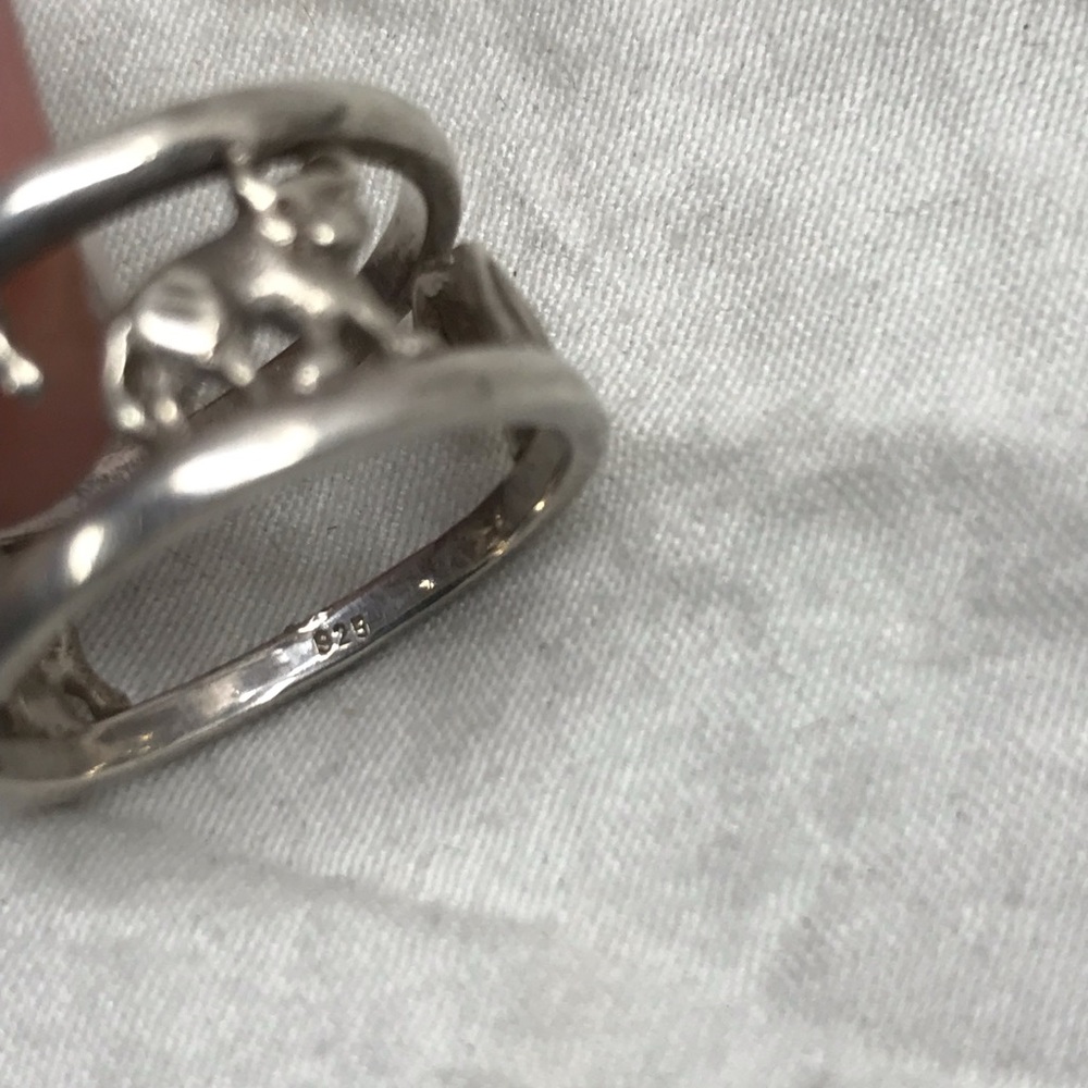 Vintage Sterling Silver Animal Ring Lion Rhino Hippo - Picture 11 of 15